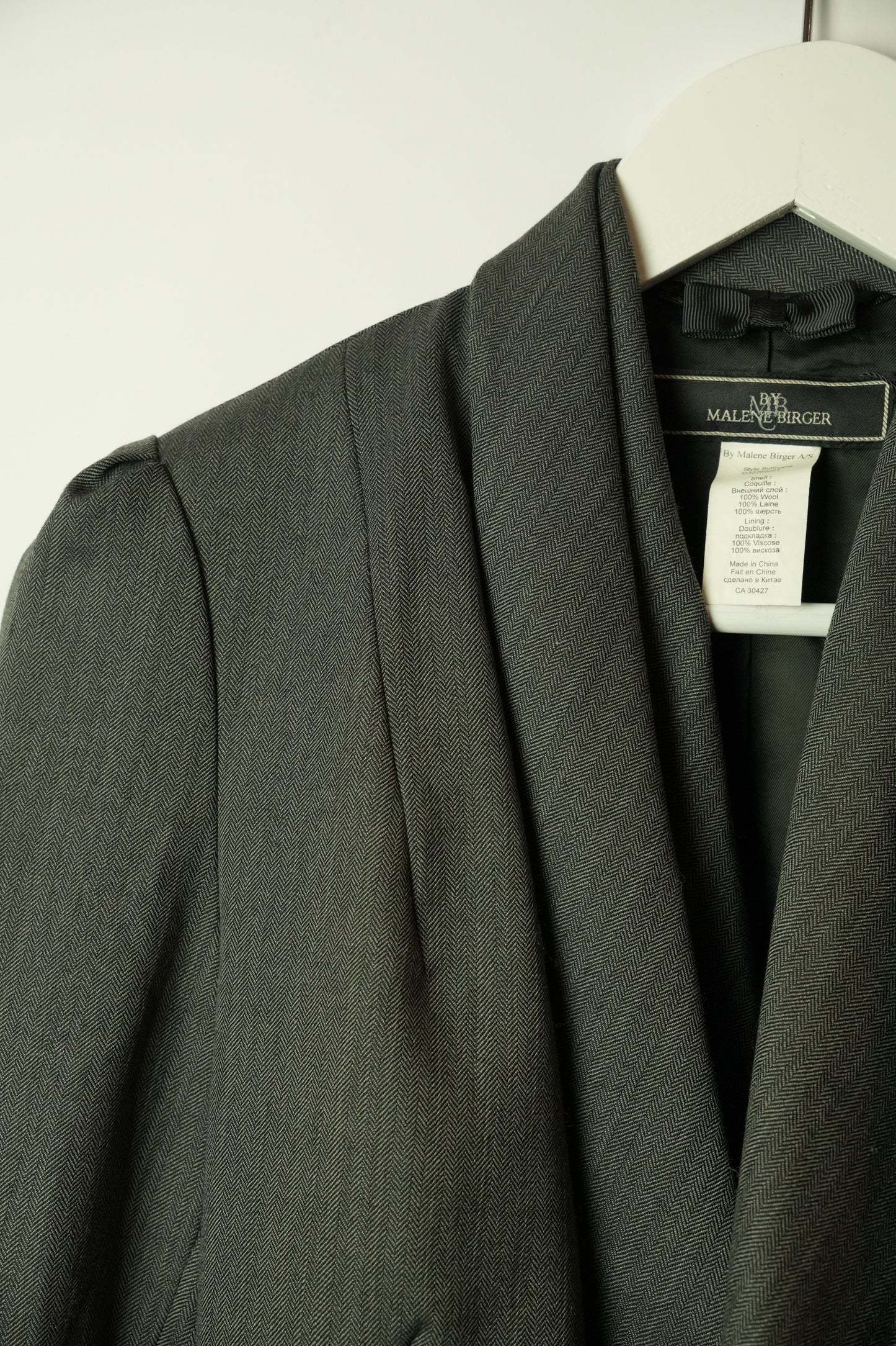 Malene Birger Herringbone Stripw Cowl Neck Assymetrical Blazer