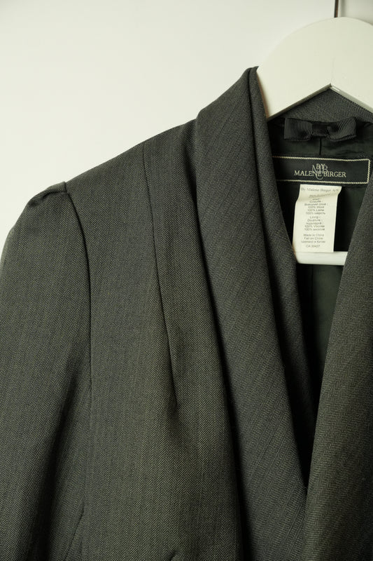 Malene Birger Herringbone Stripw Cowl Neck Assymetrical Blazer