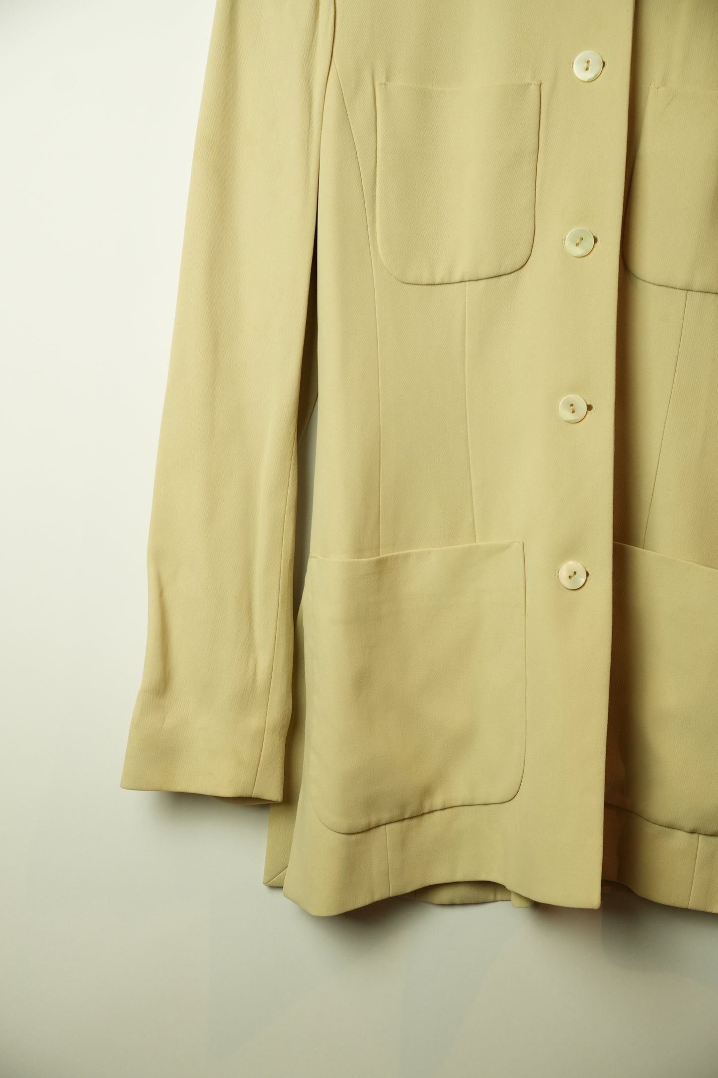 Kenzo Cream Mandarin Collar Button Down Blazer Sz 36