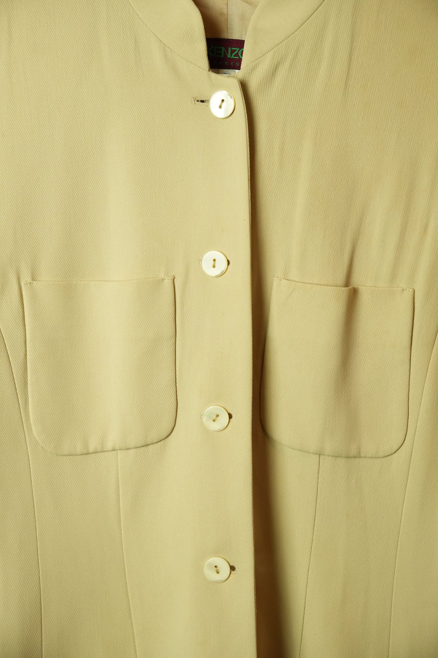Kenzo Cream Mandarin Collar Button Down Blazer Sz 36