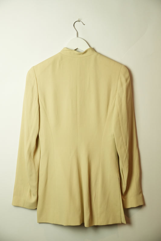 Kenzo Cream Mandarin Collar Button Down Blazer Sz 36