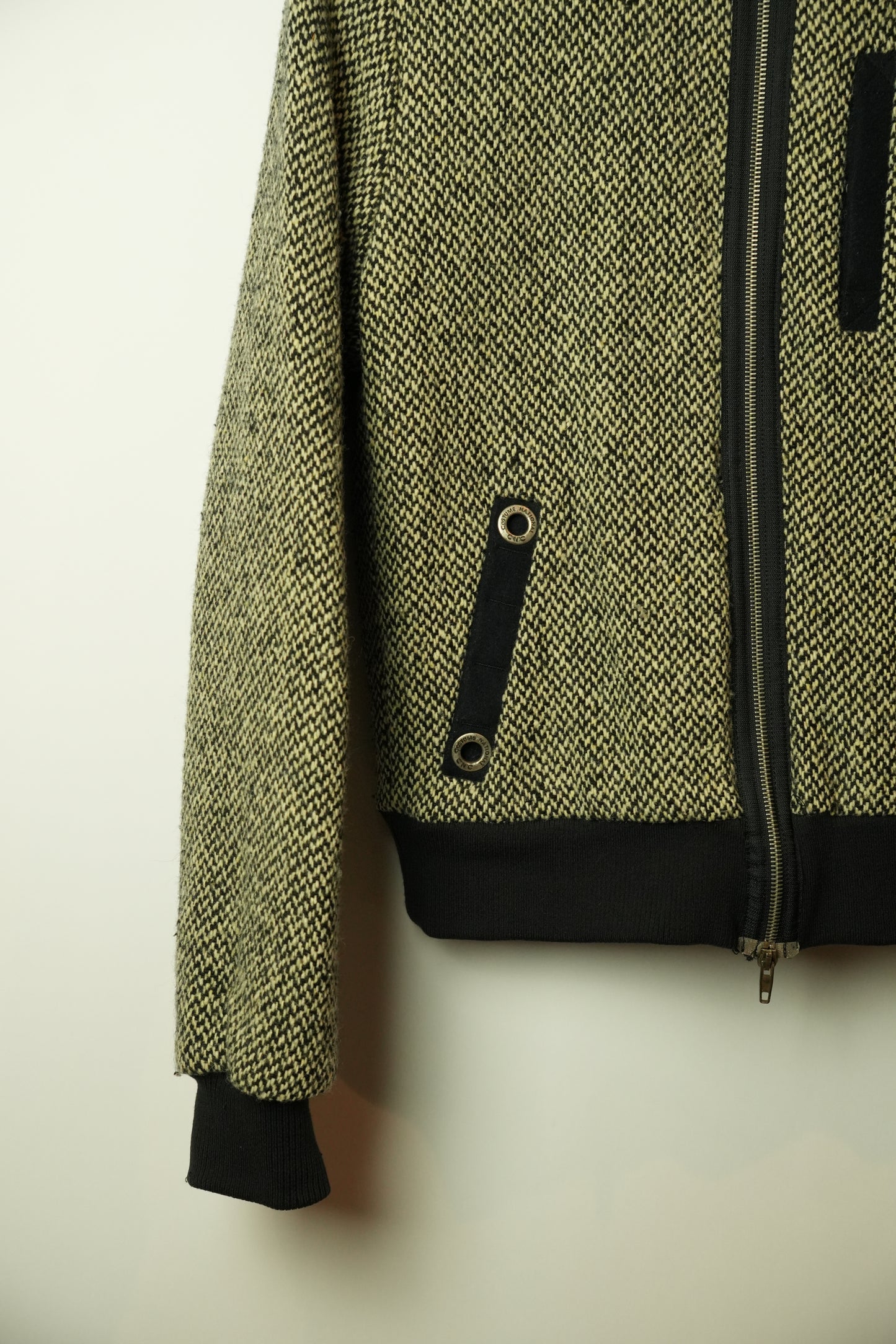 Costume National Tweed Wool Mock Neck Trim Jacket