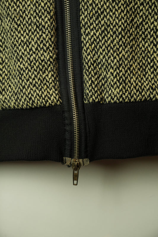 Costume National Tweed Wool Mock Neck Trim Jacket