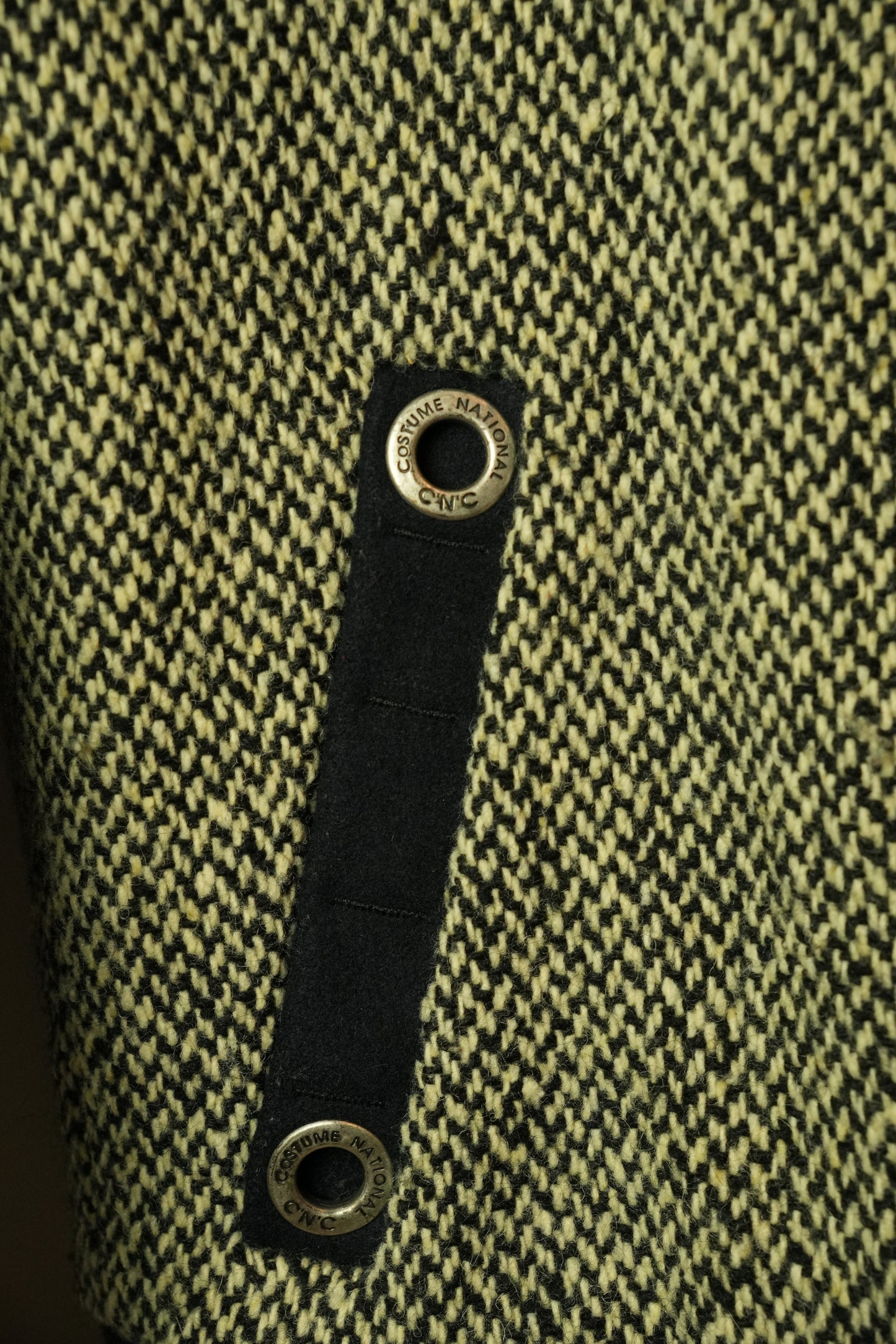Costume National Tweed Wool Mock Neck Trim Jacket