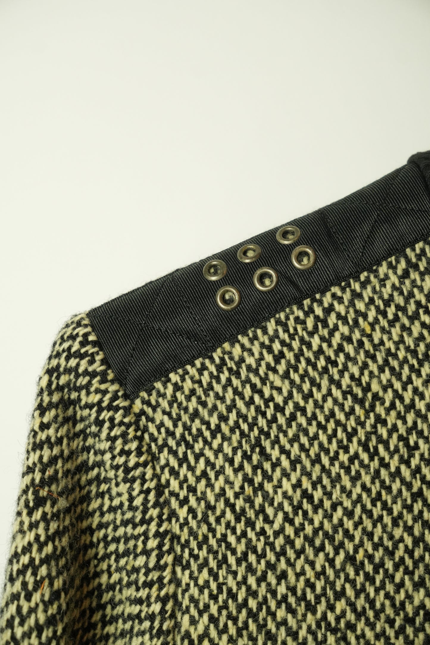 Costume National Tweed Wool Mock Neck Trim Jacket