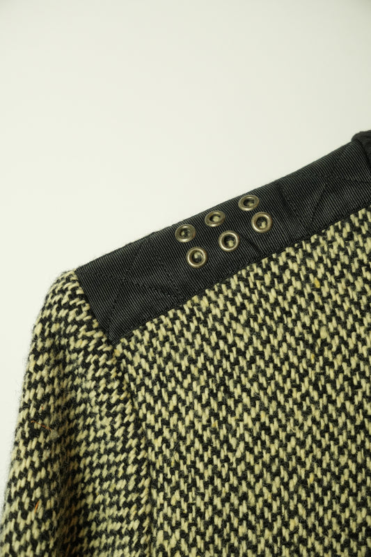 Costume National Tweed Wool Mock Neck Trim Jacket