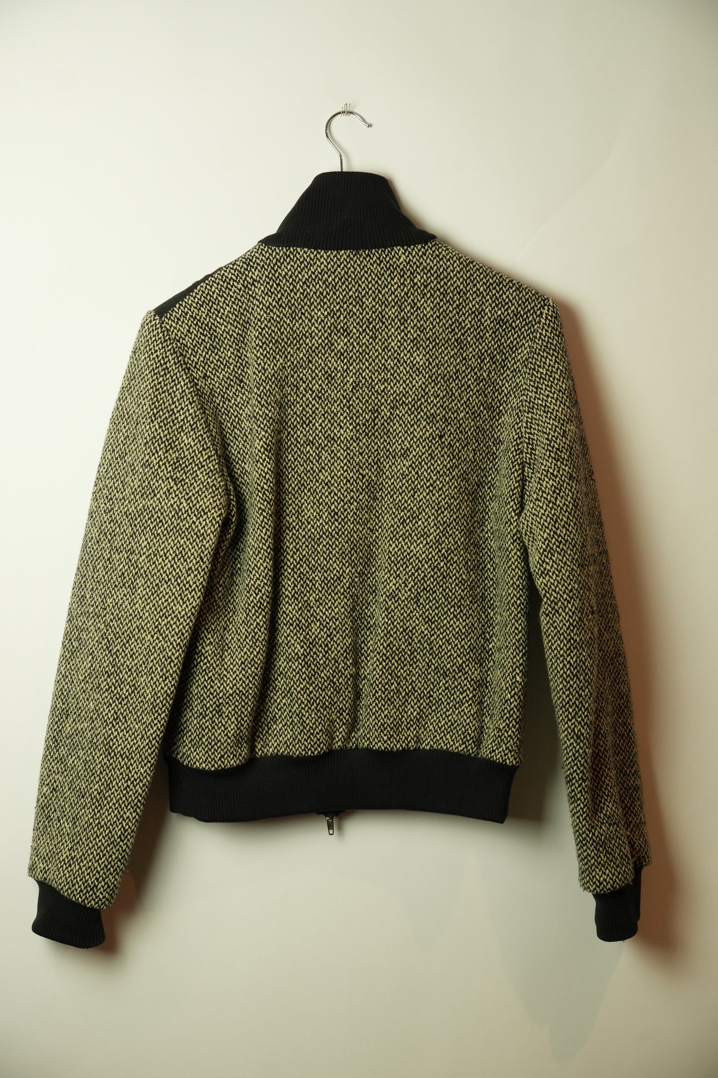 Costume National Tweed Wool Mock Neck Trim Jacket