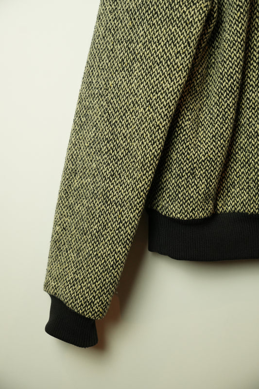 Costume National Tweed Wool Mock Neck Trim Jacket