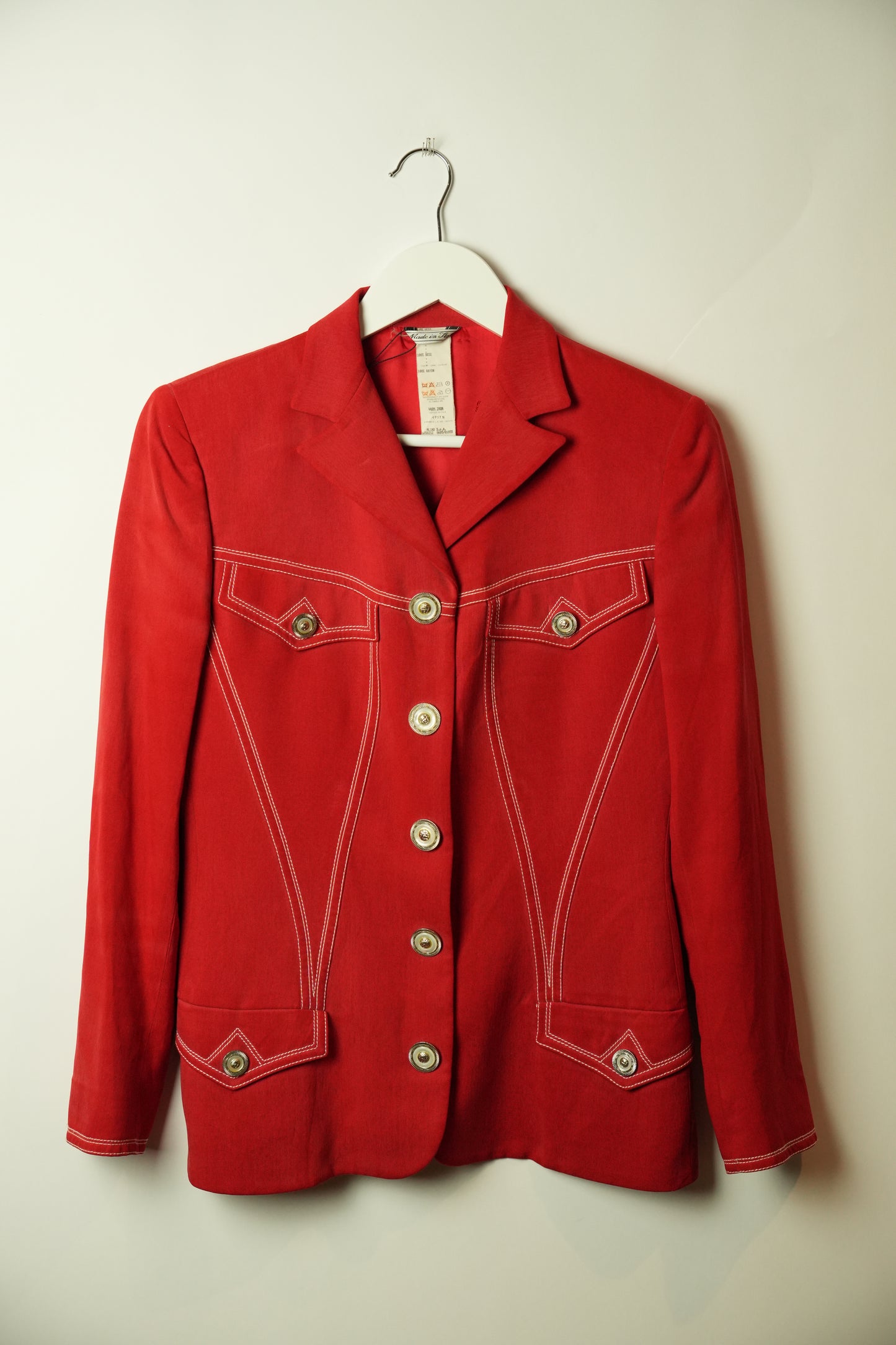 Gianni Versace Western 100% Silk Contrast Stitch Blazer