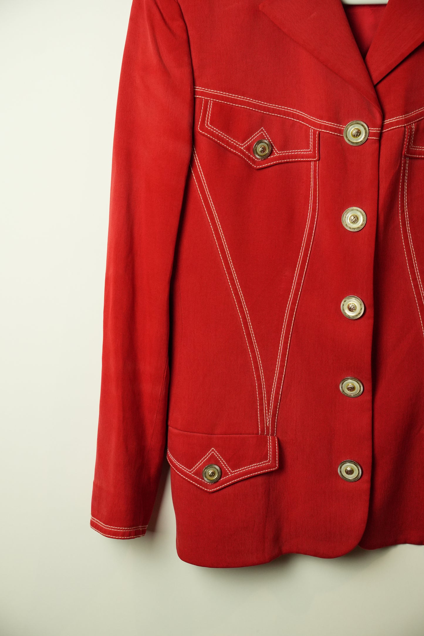 Gianni Versace Western 100% Silk Contrast Stitch Blazer