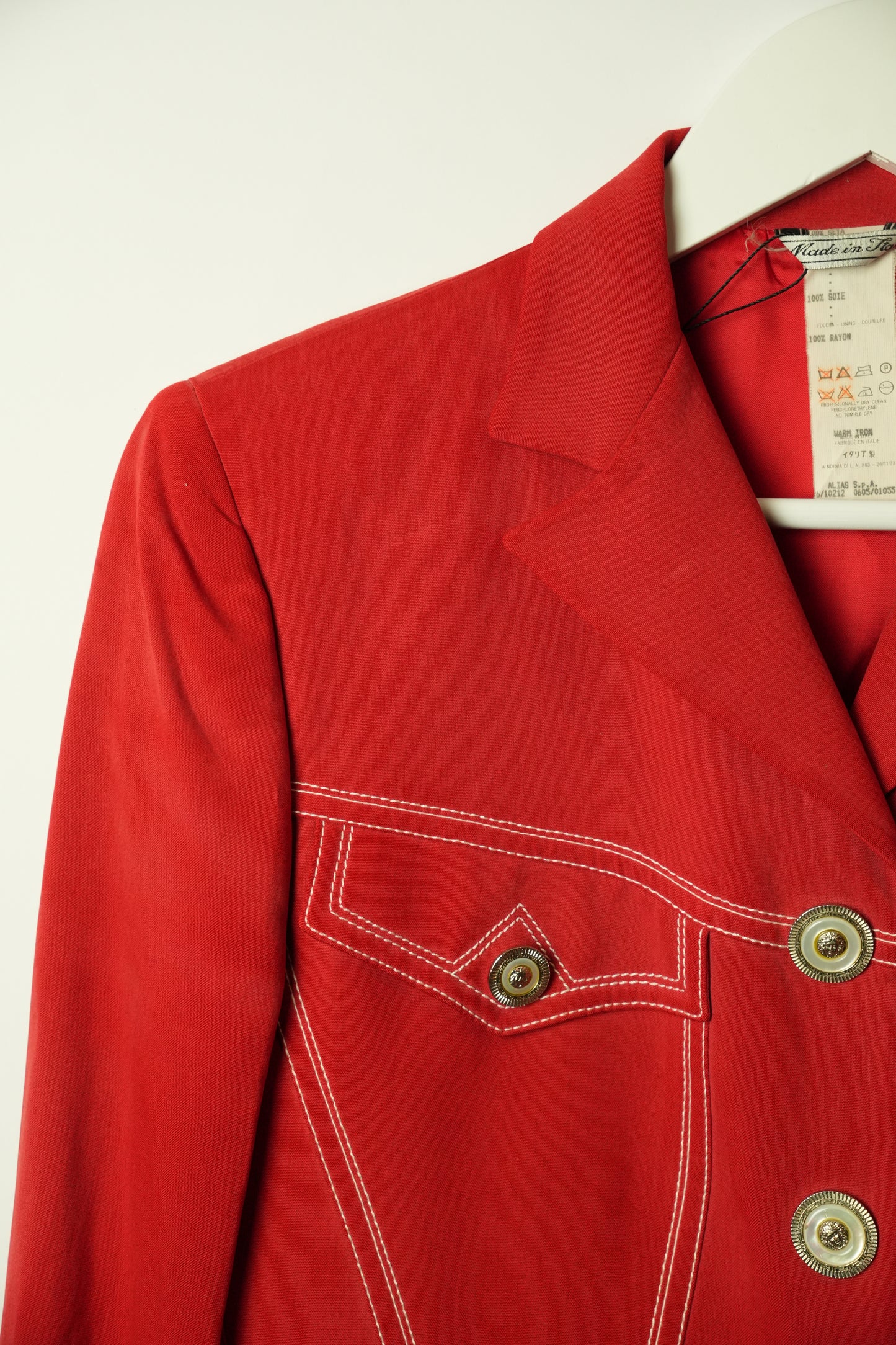 Gianni Versace Western 100% Silk Contrast Stitch Blazer