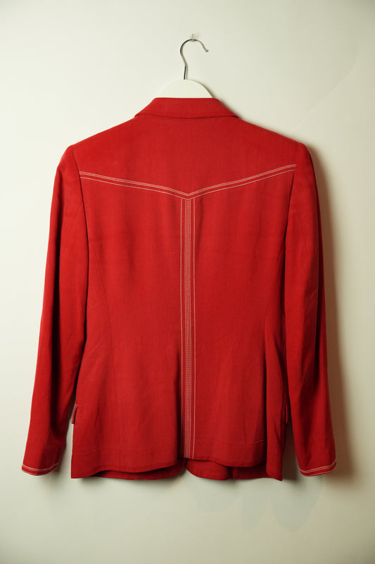 Gianni Versace Western 100% Silk Contrast Stitch Blazer