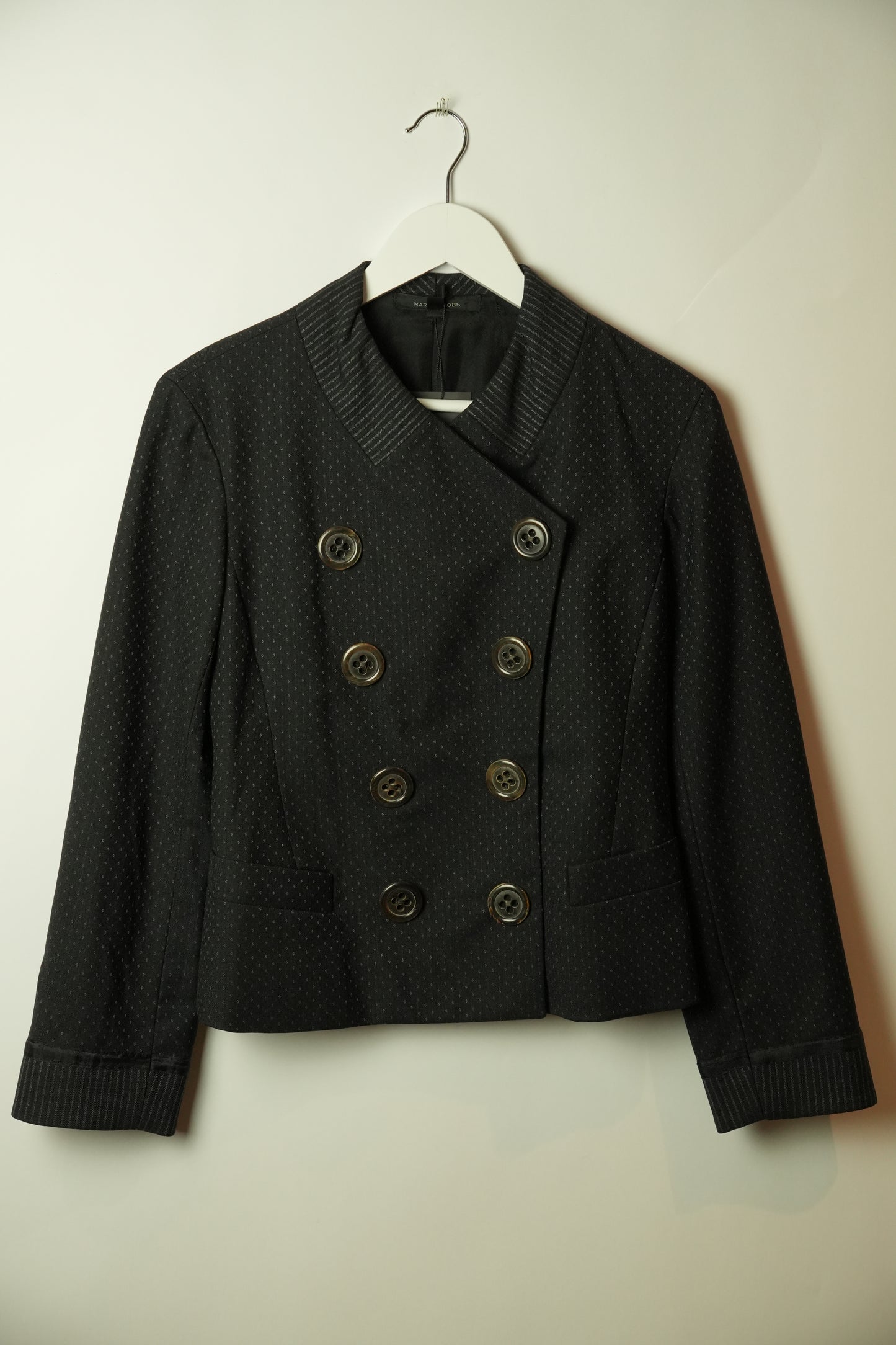 Marc Jacobs Double Breasted Collarless Big Button Dot Blazer