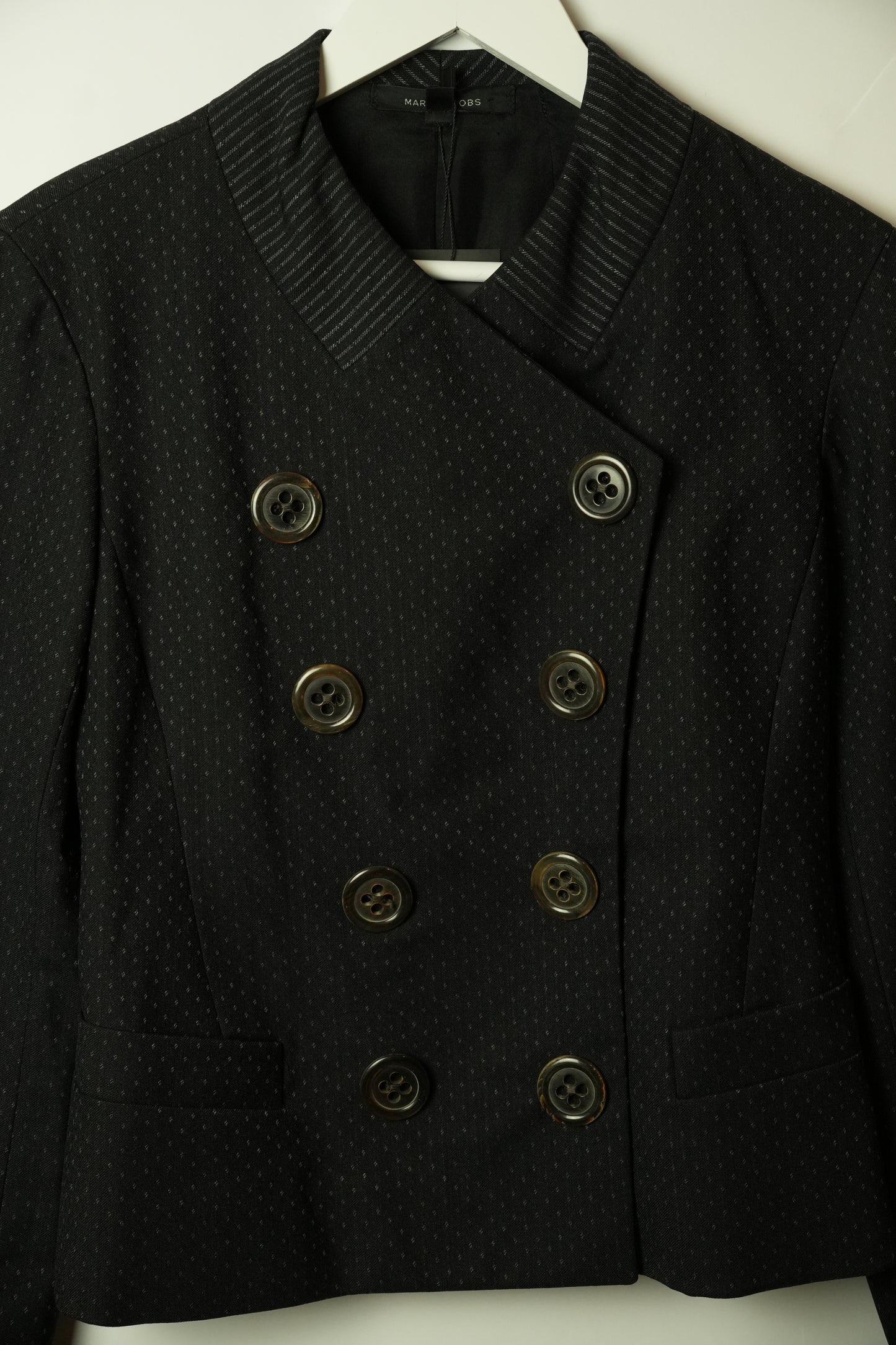 Marc Jacobs Double Breasted Collarless Big Button Dot Blazer