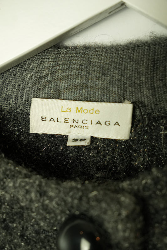 Balenciaga Wool Grey Button Down Cardigan
