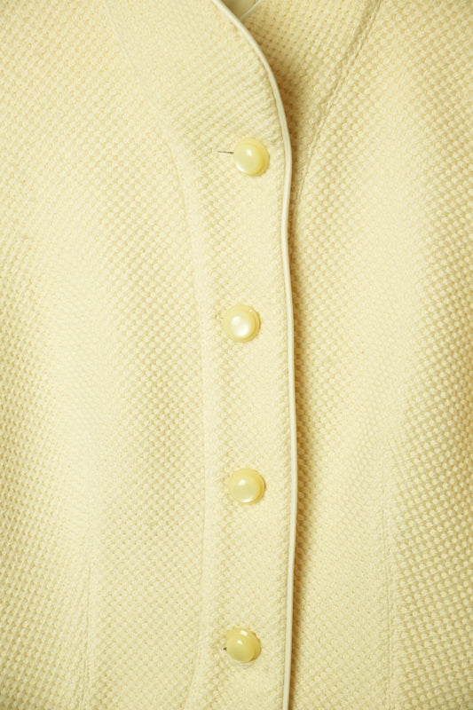 Armani Collezioni Wool High Neck Button Down Collarless Blazer