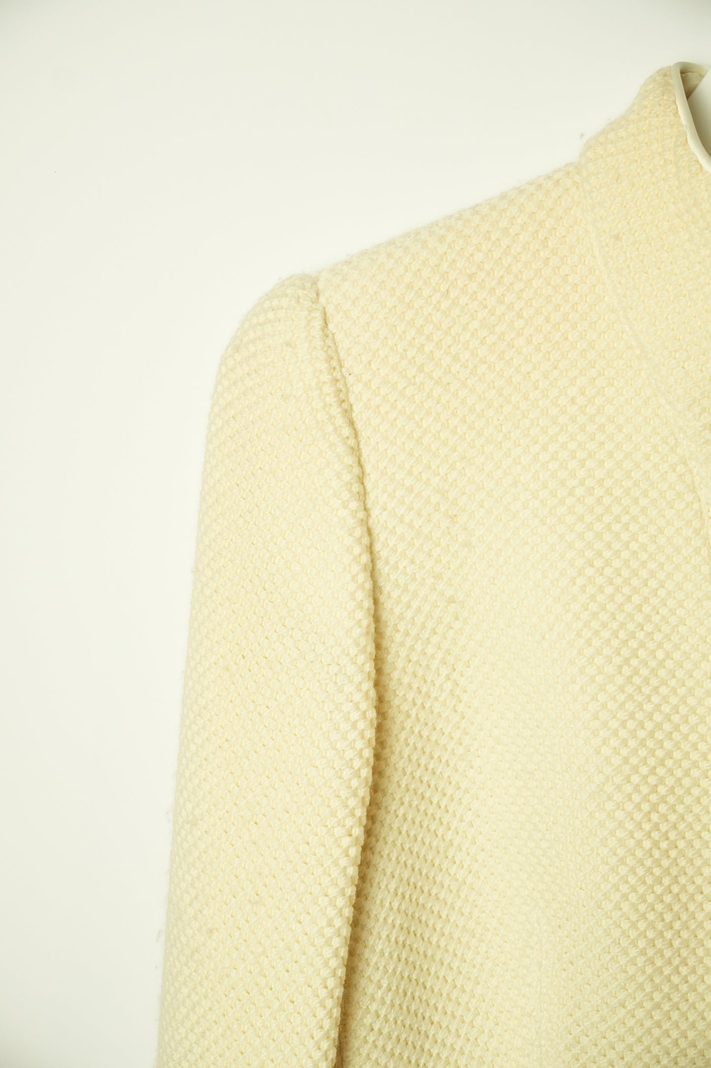 Armani Collezioni Wool High Neck Button Down Collarless Blazer