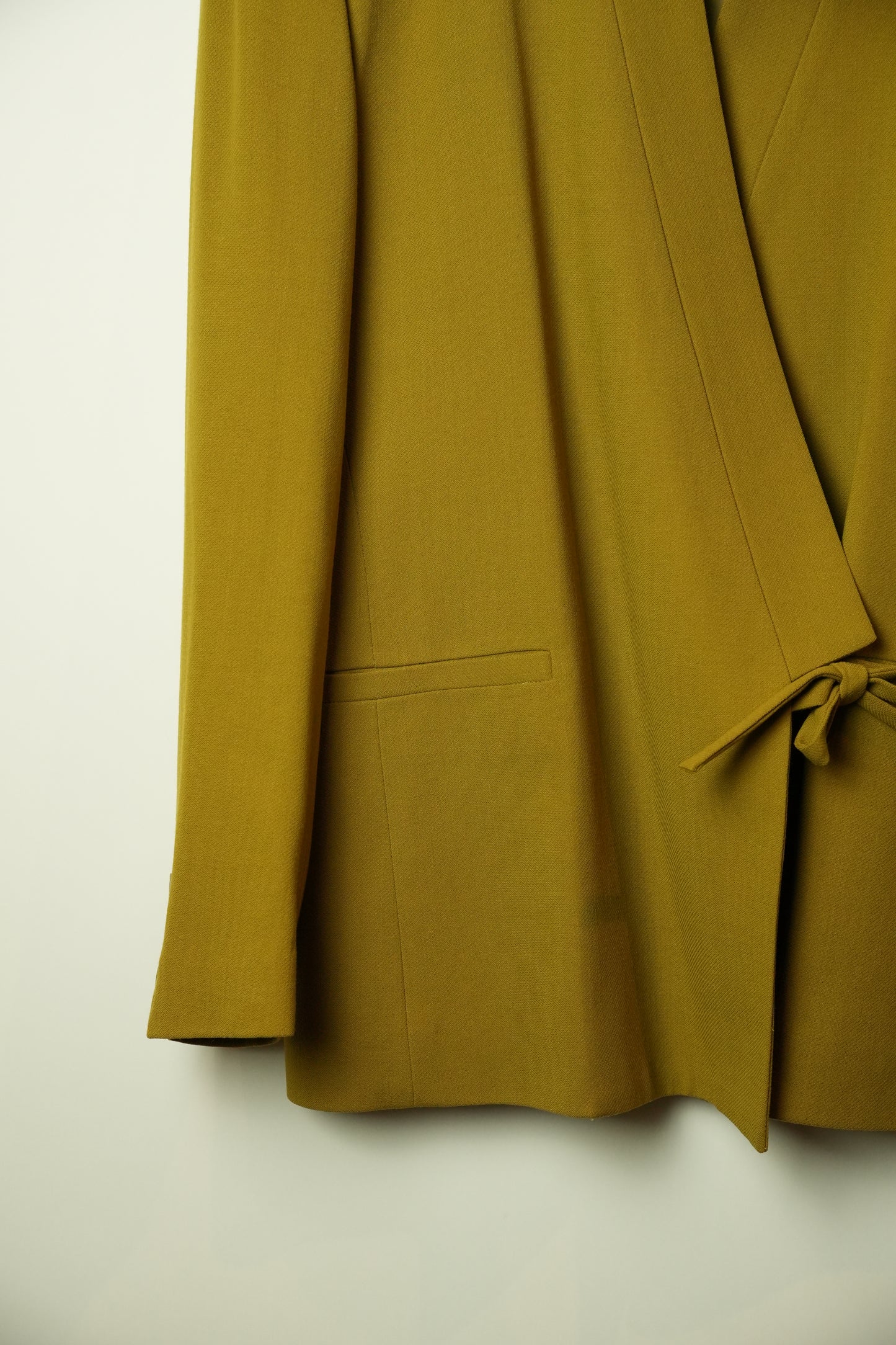 Kenzo Chartreuse Collarless Kimono Bow Blazer