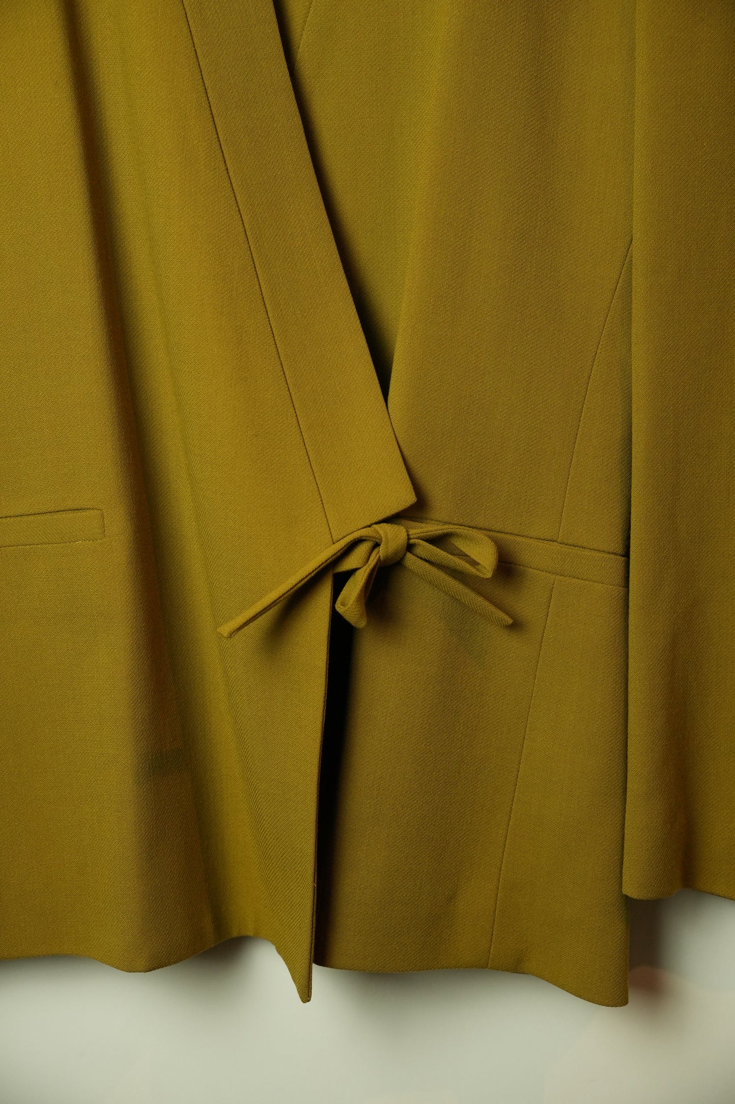 Kenzo Chartreuse Collarless Kimono Bow Blazer