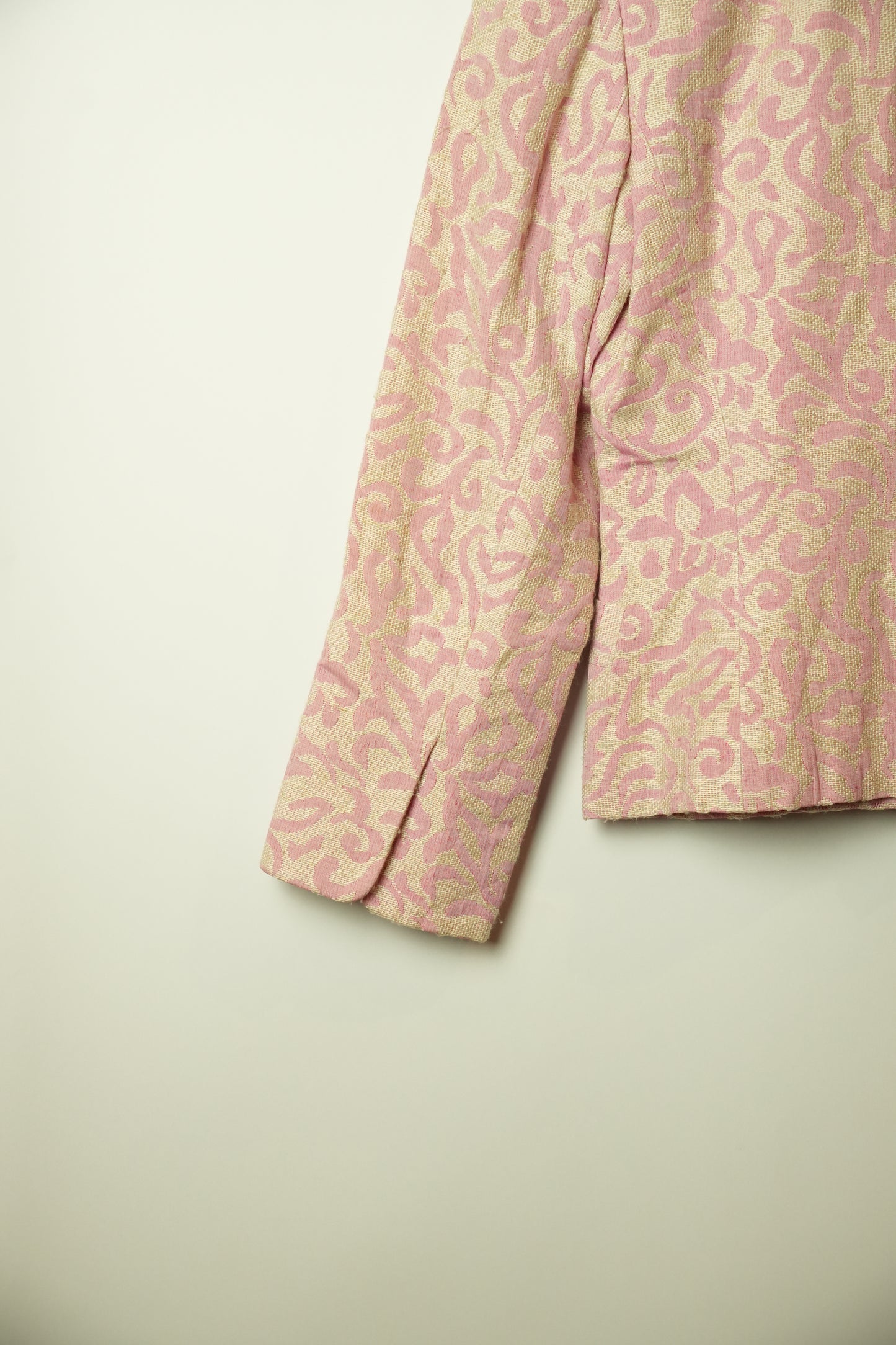 Christian Dior Pink White Paisley Scoop Neck Collarless Blazer