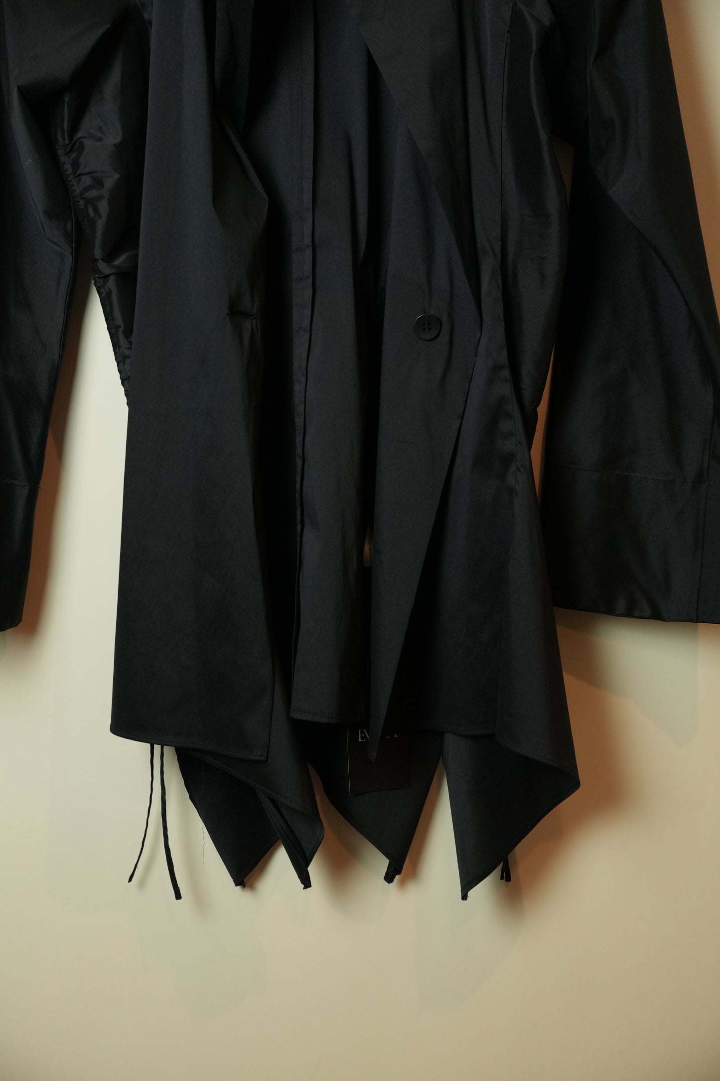 Hiroko Koshino Navy Assymetrical Silk Ruched Bow Side Blazer