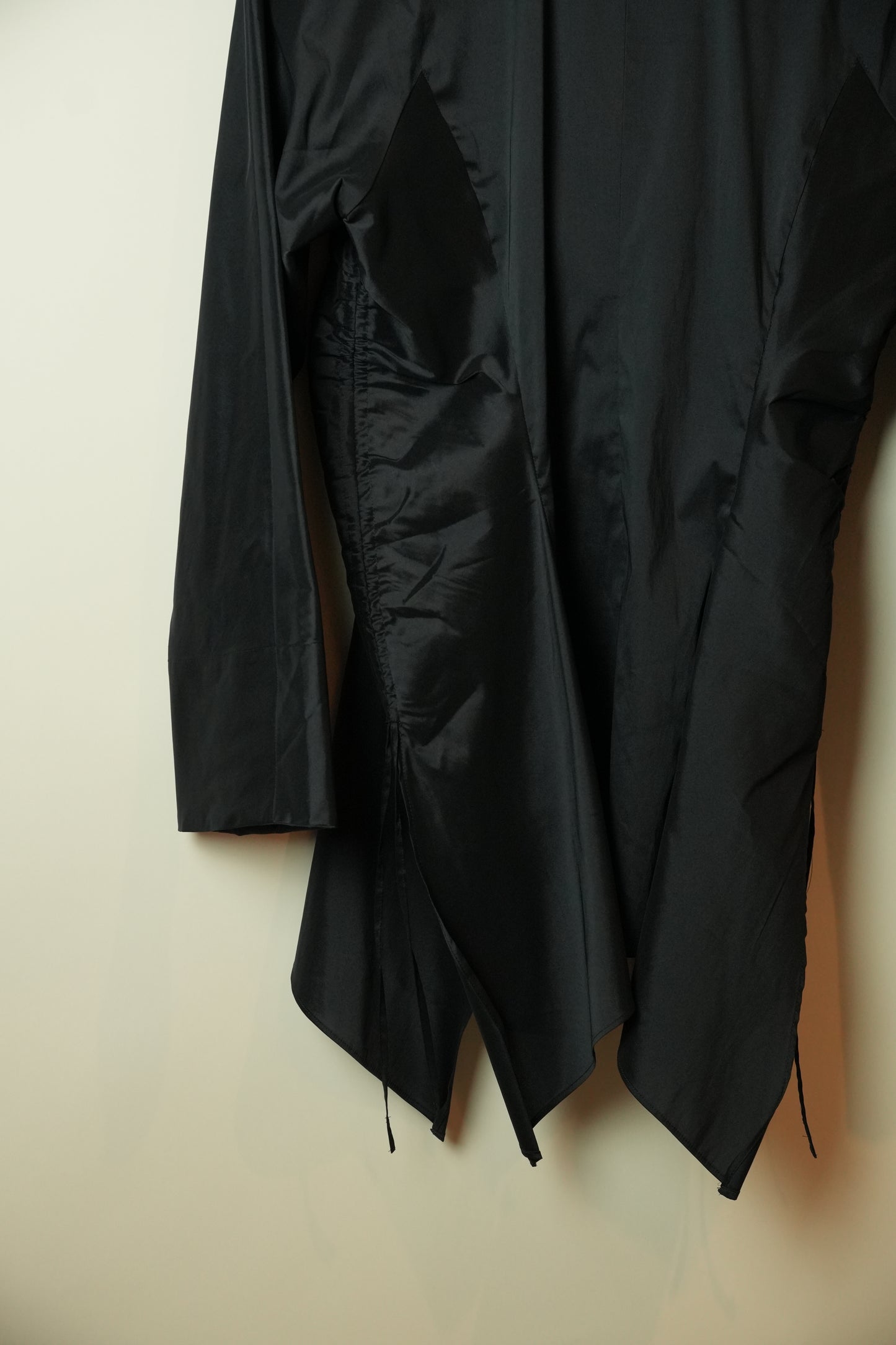 Hiroko Koshino Navy Assymetrical Silk Ruched Bow Side Blazer