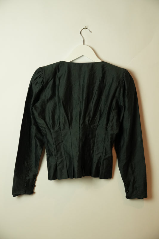 Christian Dior Scoop Neck Button Down Corset Tailor LS Blouse