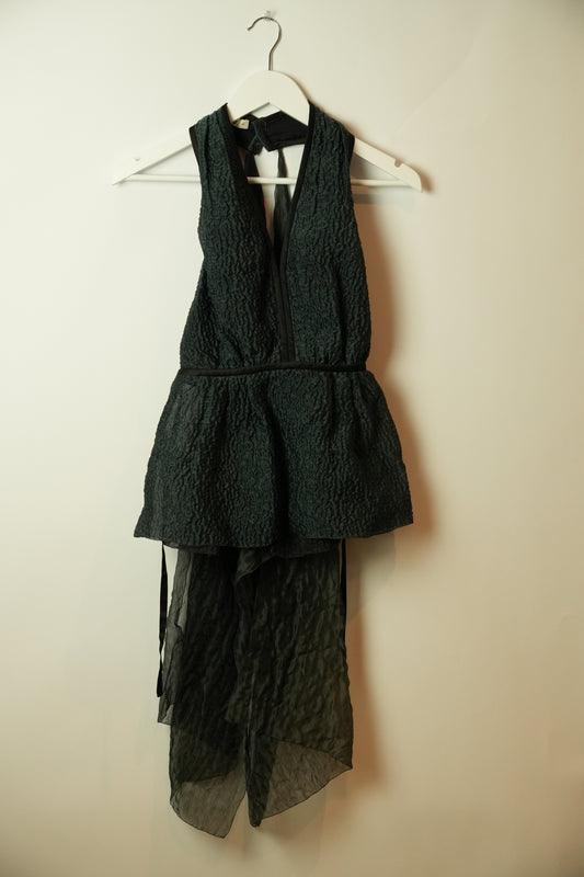 Prada Silk Halterneck Tie Babydoll Peplum Top SS2010
