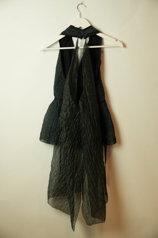 Prada Silk Halterneck Tie Babydoll Peplum Top SS2010
