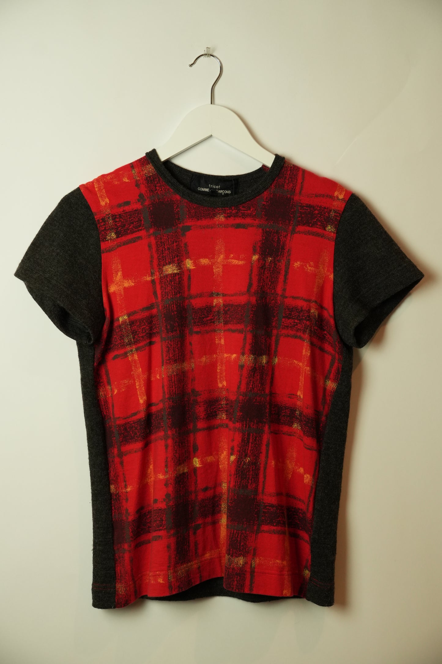 Tricot Comme Des Garcons Knit Tee w Red Check Sketch AD2011