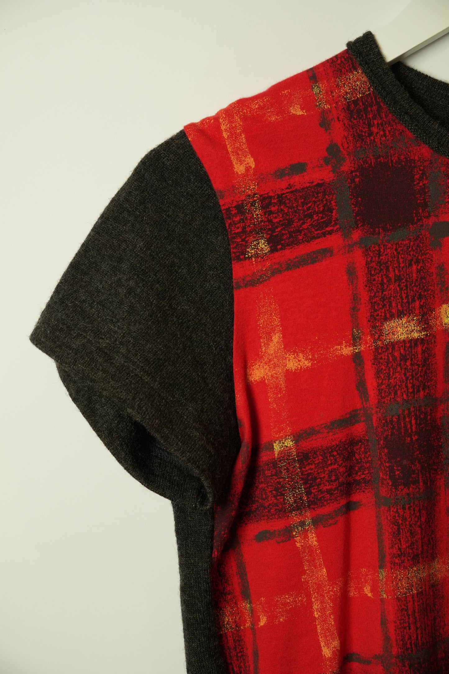Tricot Comme Des Garcons Knit Tee w Red Check Sketch AD2011