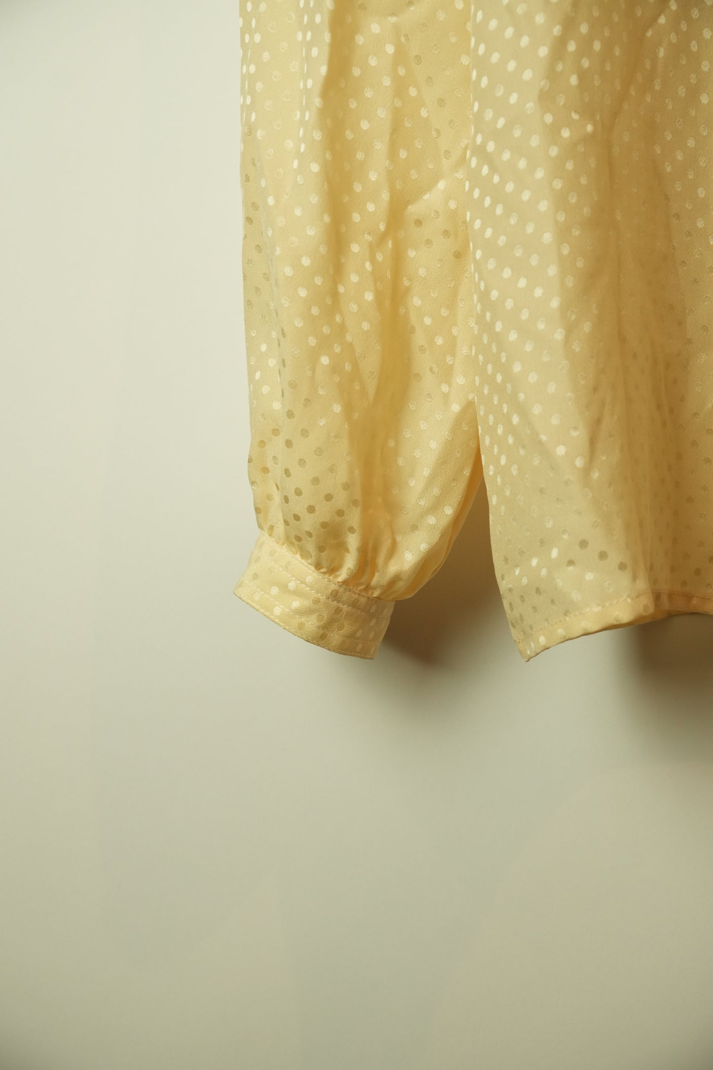 Valentino Garavani Cream Beige Polka Dot Chest Ribbon Button Down Blouse