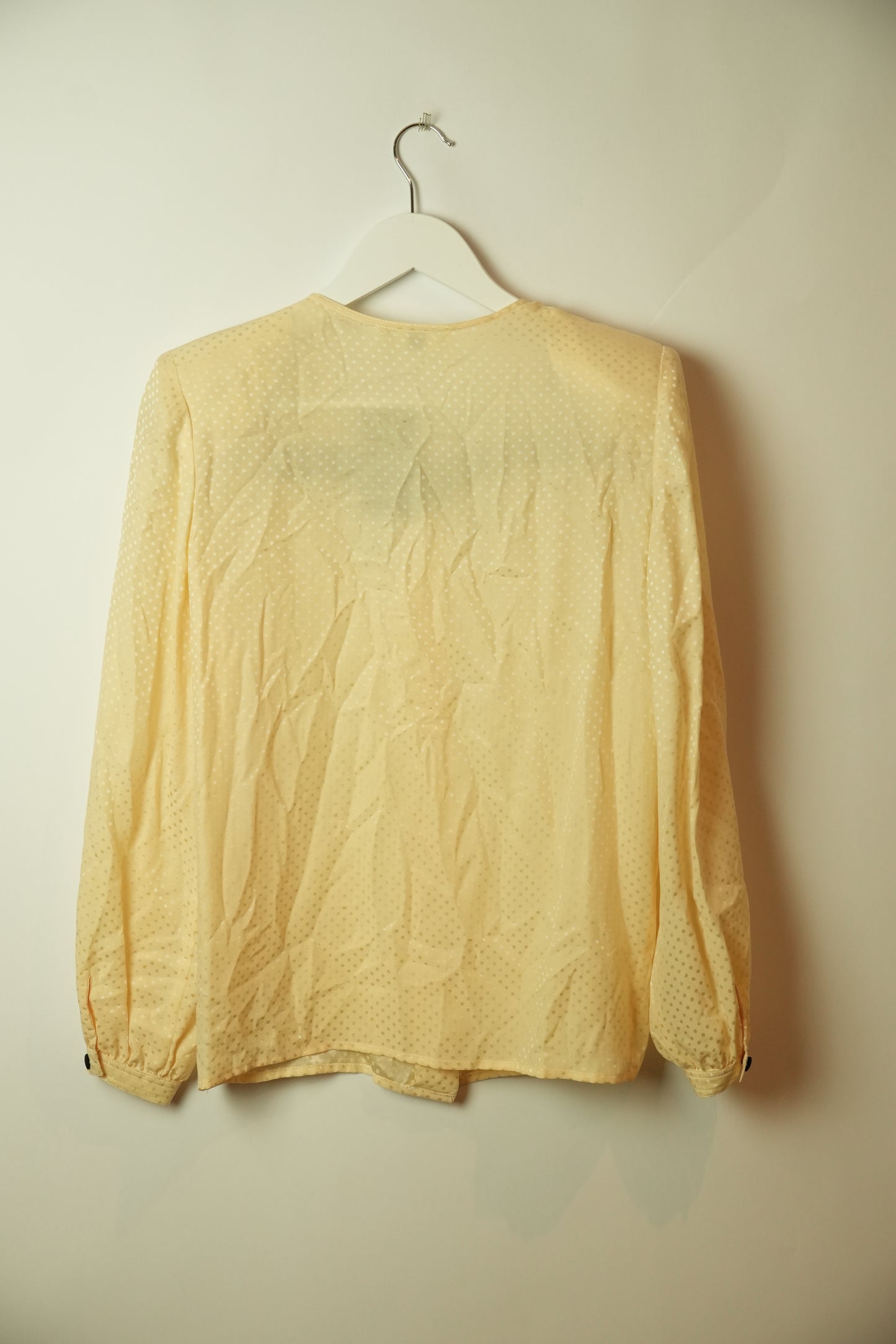 Valentino Garavani Cream Beige Polka Dot Chest Ribbon Button Down Blouse