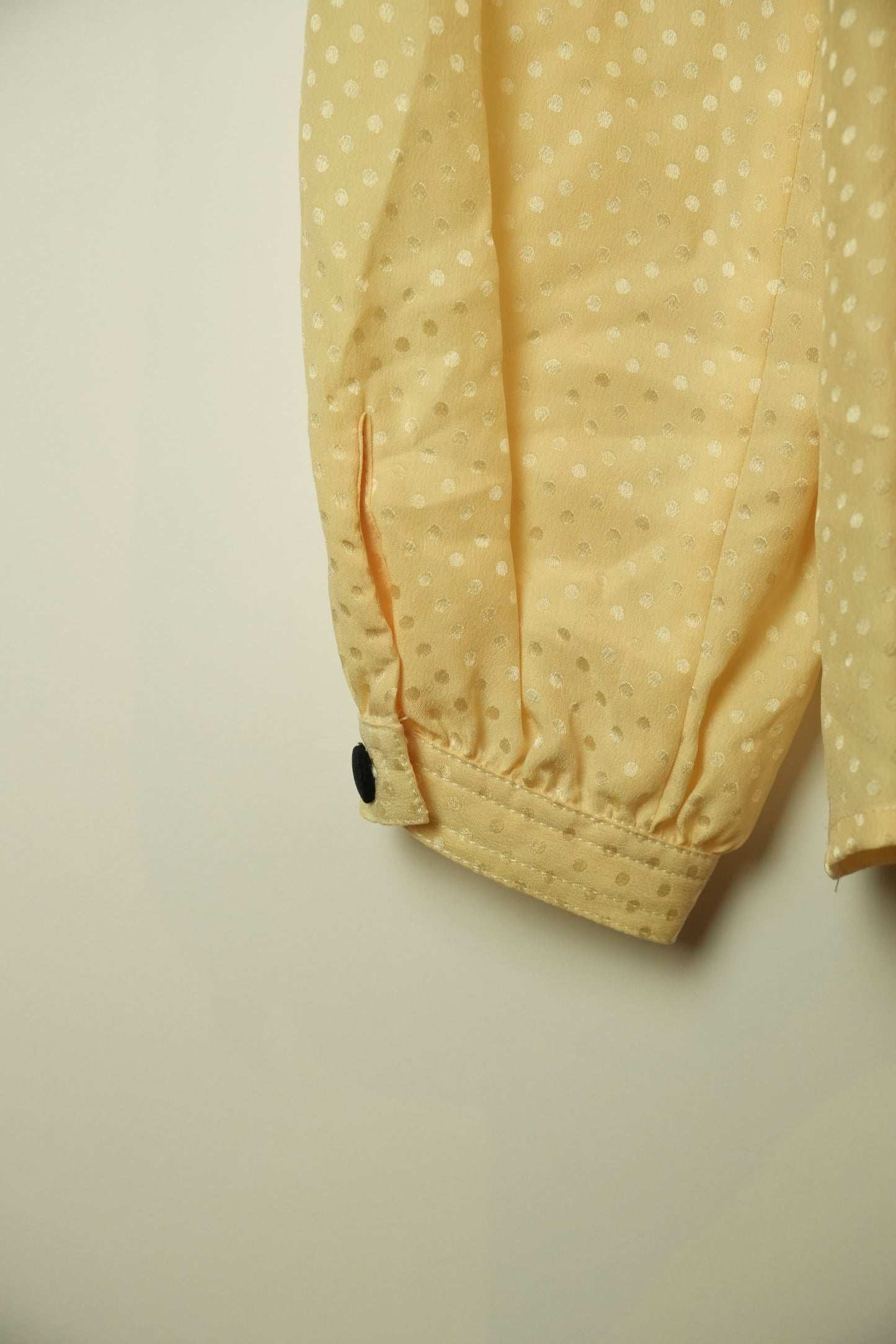 Valentino Garavani Cream Beige Polka Dot Chest Ribbon Button Down Blouse