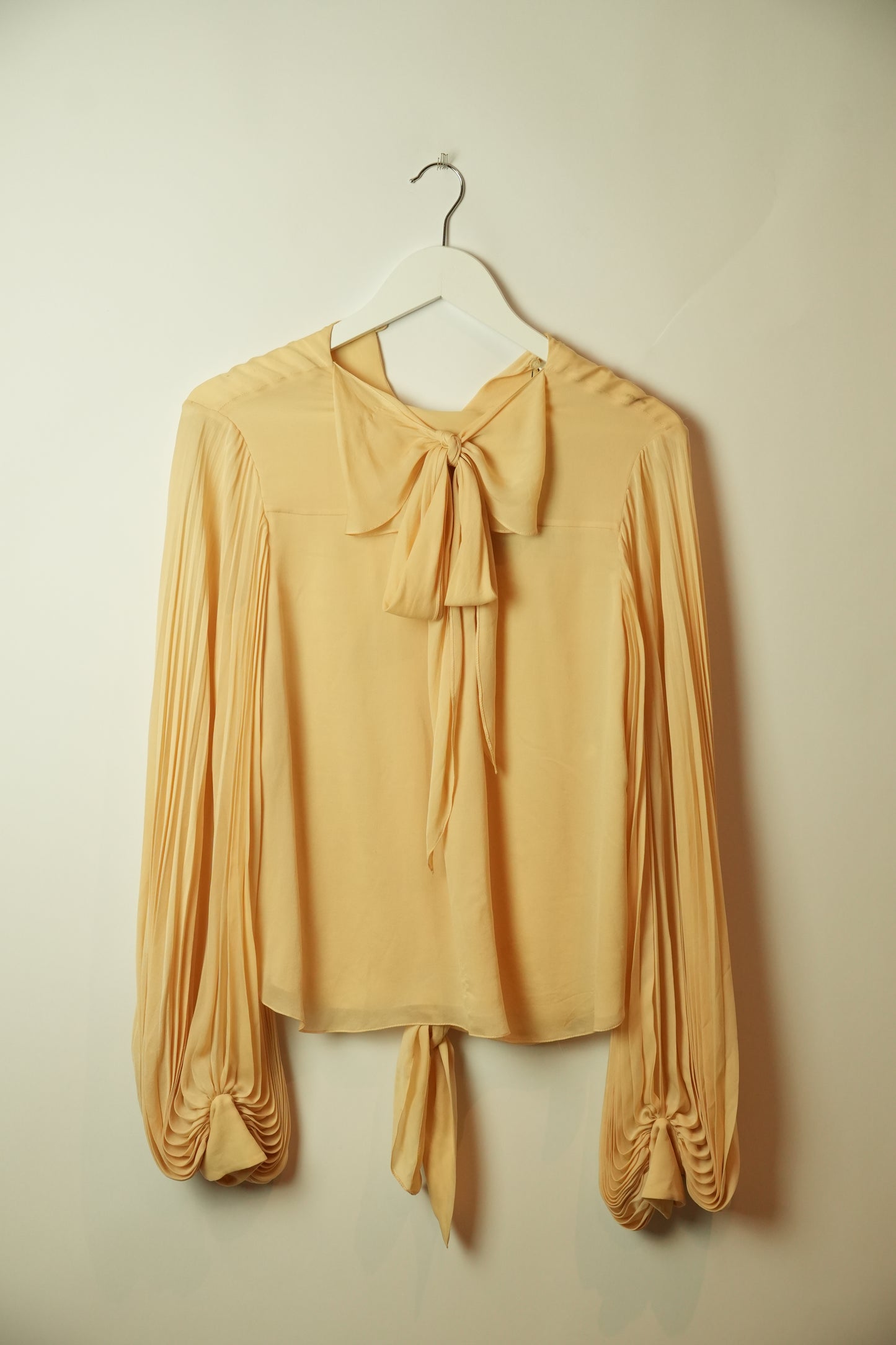 Chloe Silk Pleated Balloon Sleeve Blouse