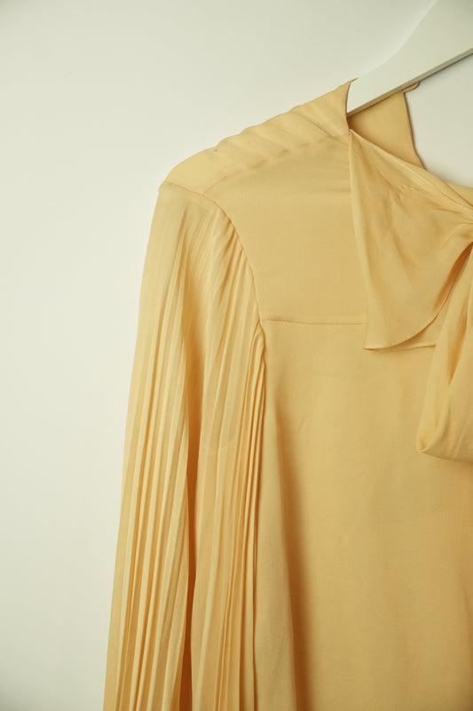 Chloe Silk Pleated Balloon Sleeve Blouse