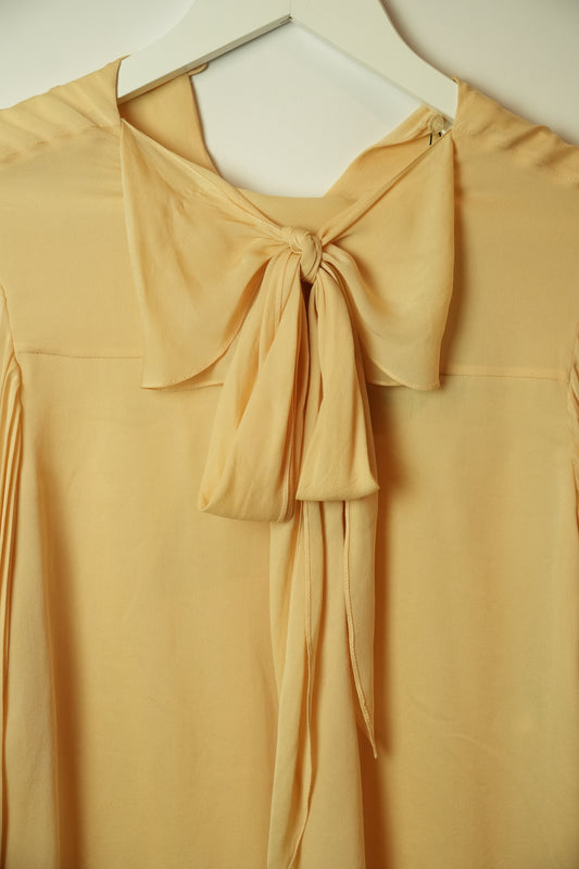 Chloe Silk Pleated Balloon Sleeve Blouse