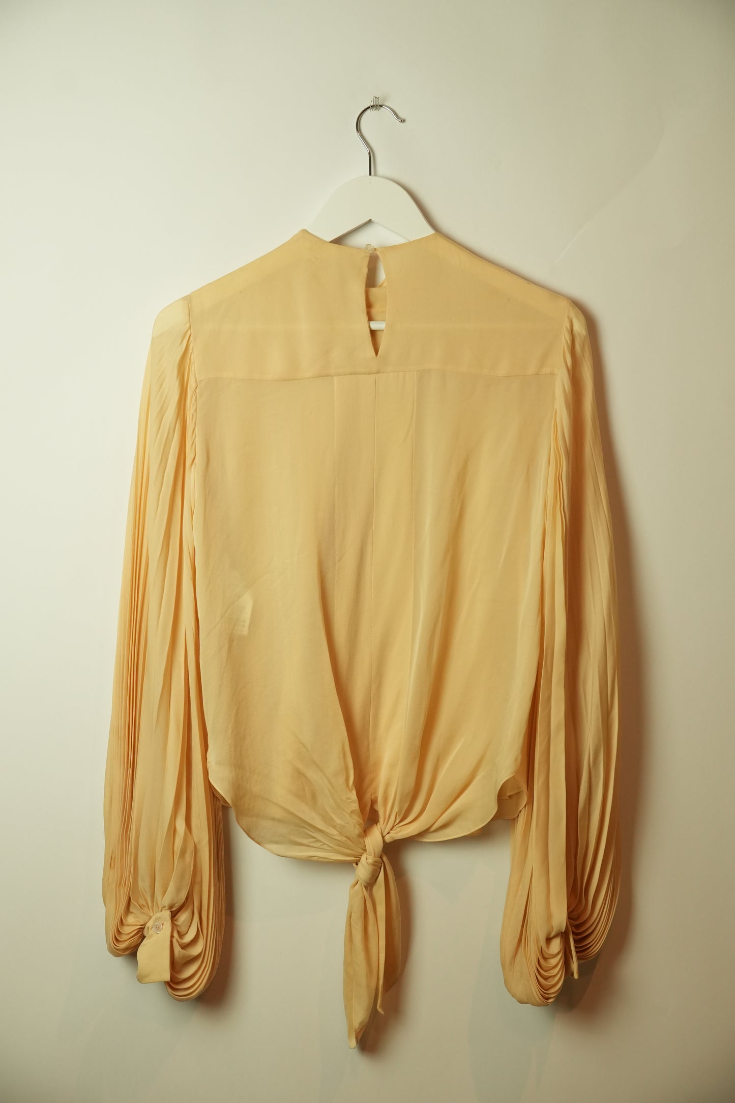 Chloe Silk Pleated Balloon Sleeve Blouse