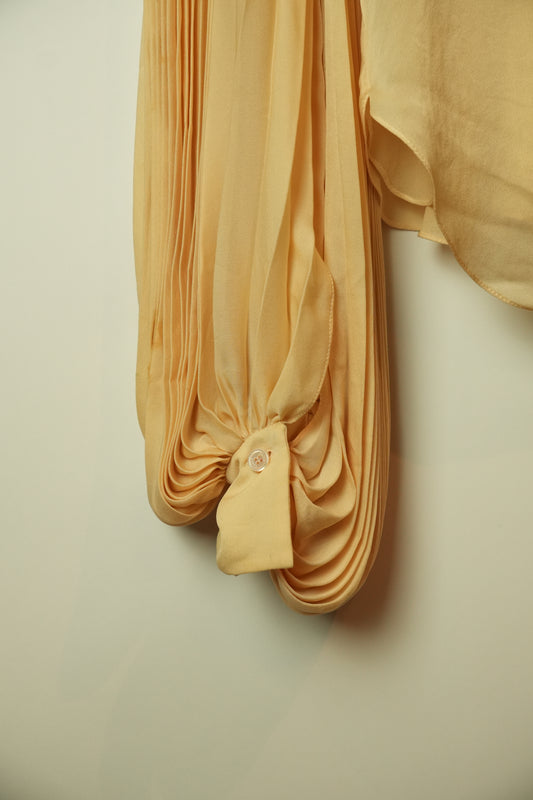 Chloe Silk Pleated Balloon Sleeve Blouse