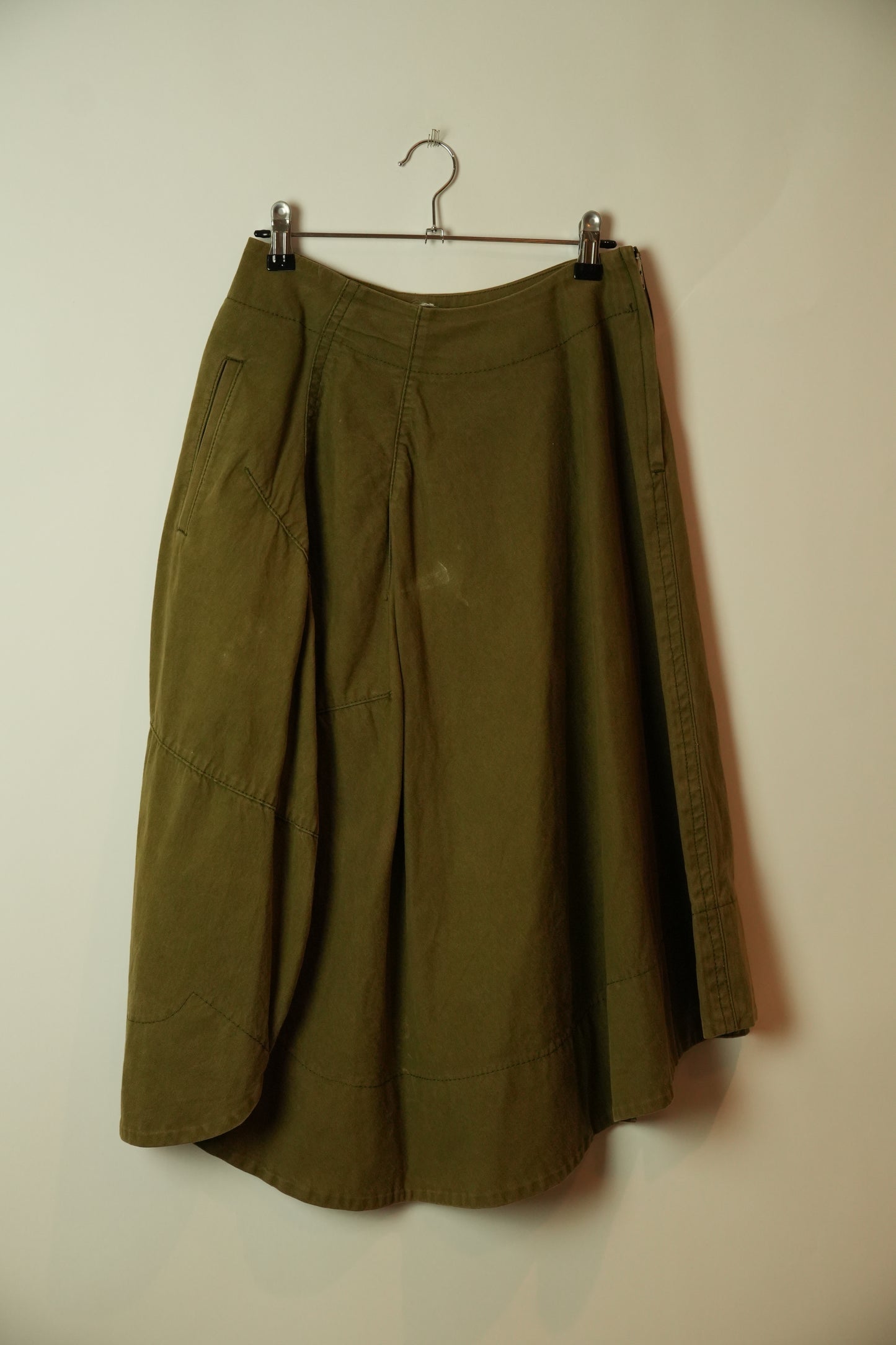 Comme Des Garcons Khaki Cotton Bubble Skirt