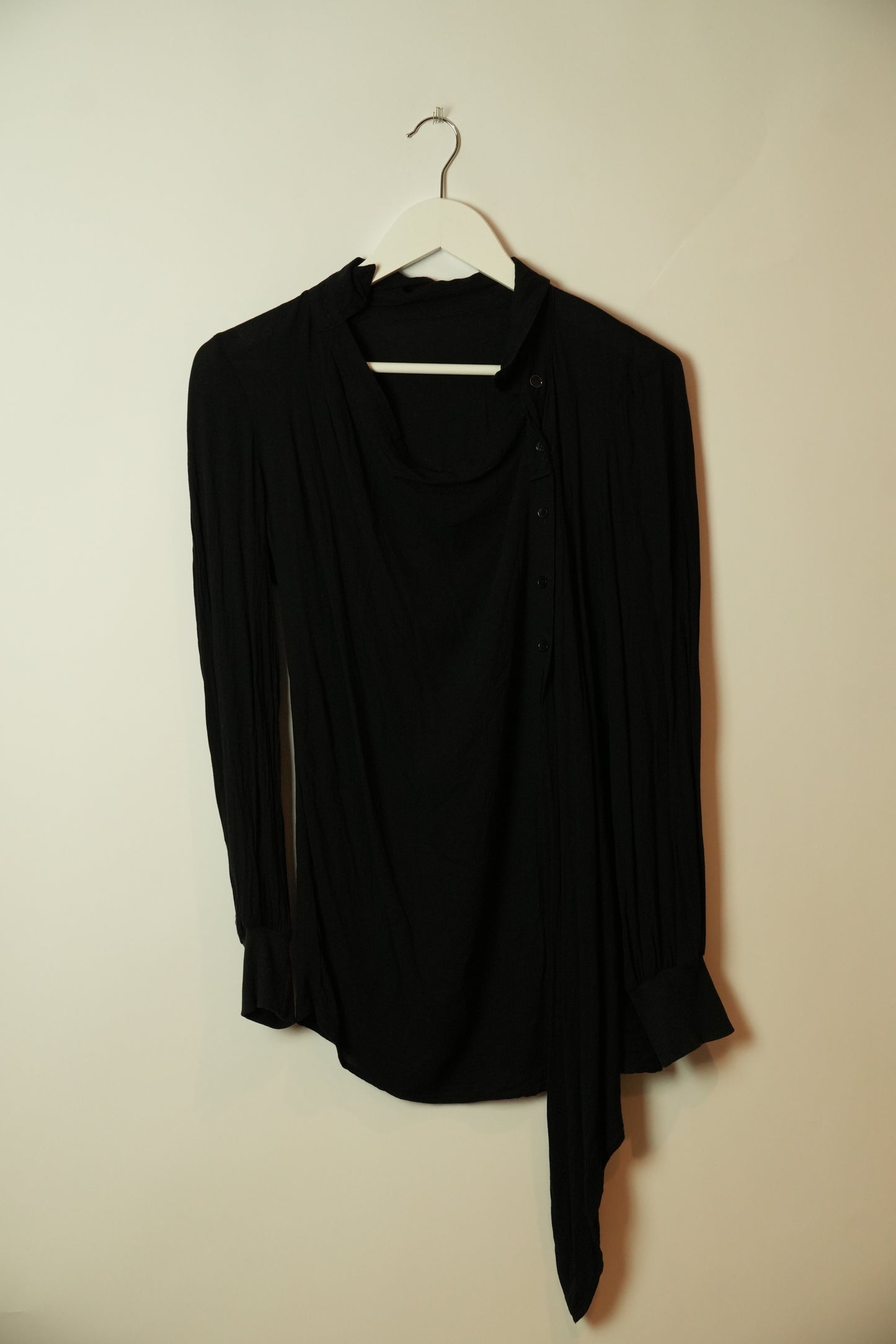 Cop Copine Black Assymetrical Button Down Blouse