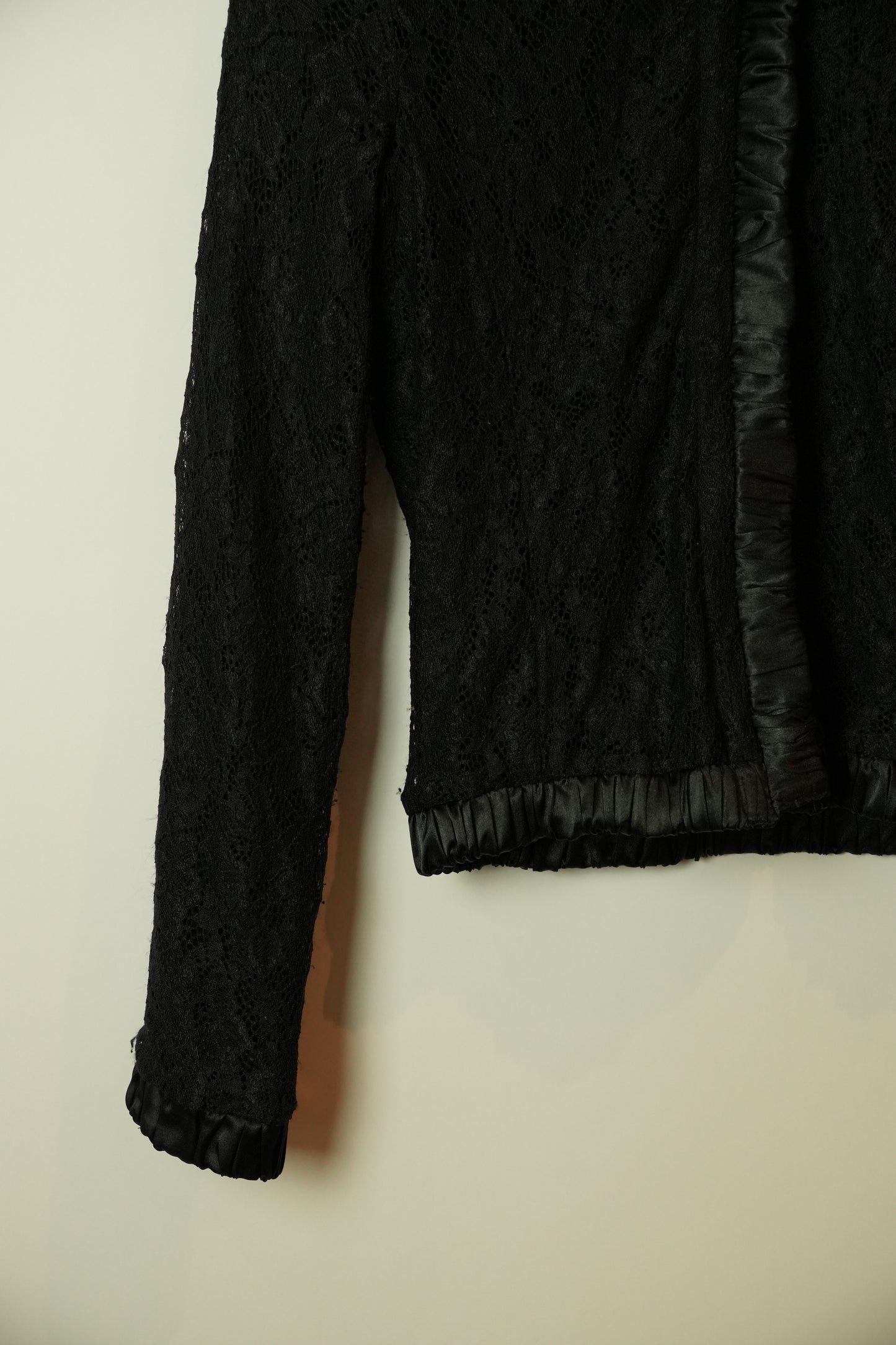 Emporio Armani Lace Satin Trim Zip LS Blouse Jacket