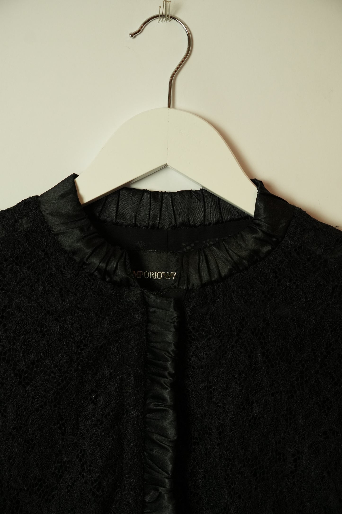Emporio Armani Lace Satin Trim Zip LS Blouse Jacket