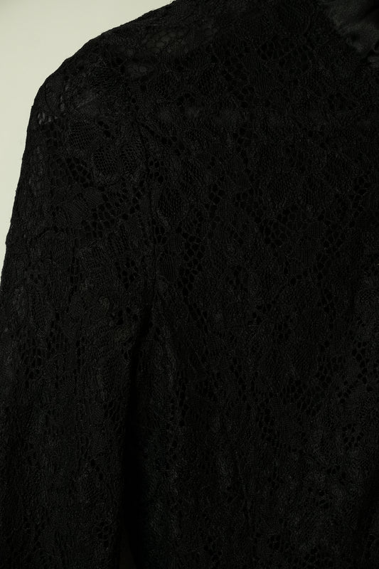 Emporio Armani Lace Satin Trim Zip LS Blouse Jacket