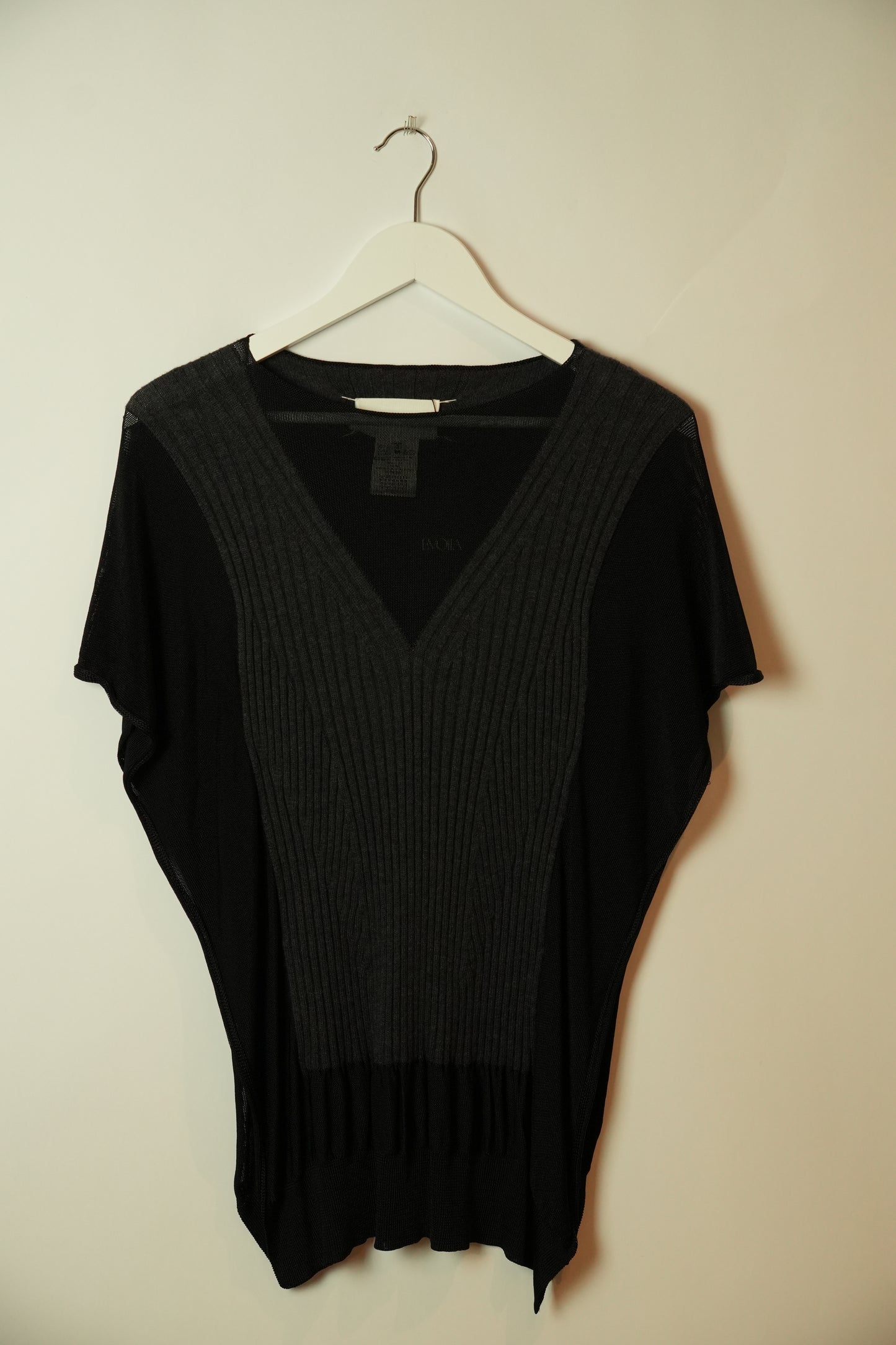 Maison Martin Margiela Black SS Top w Grey V Neck Knit