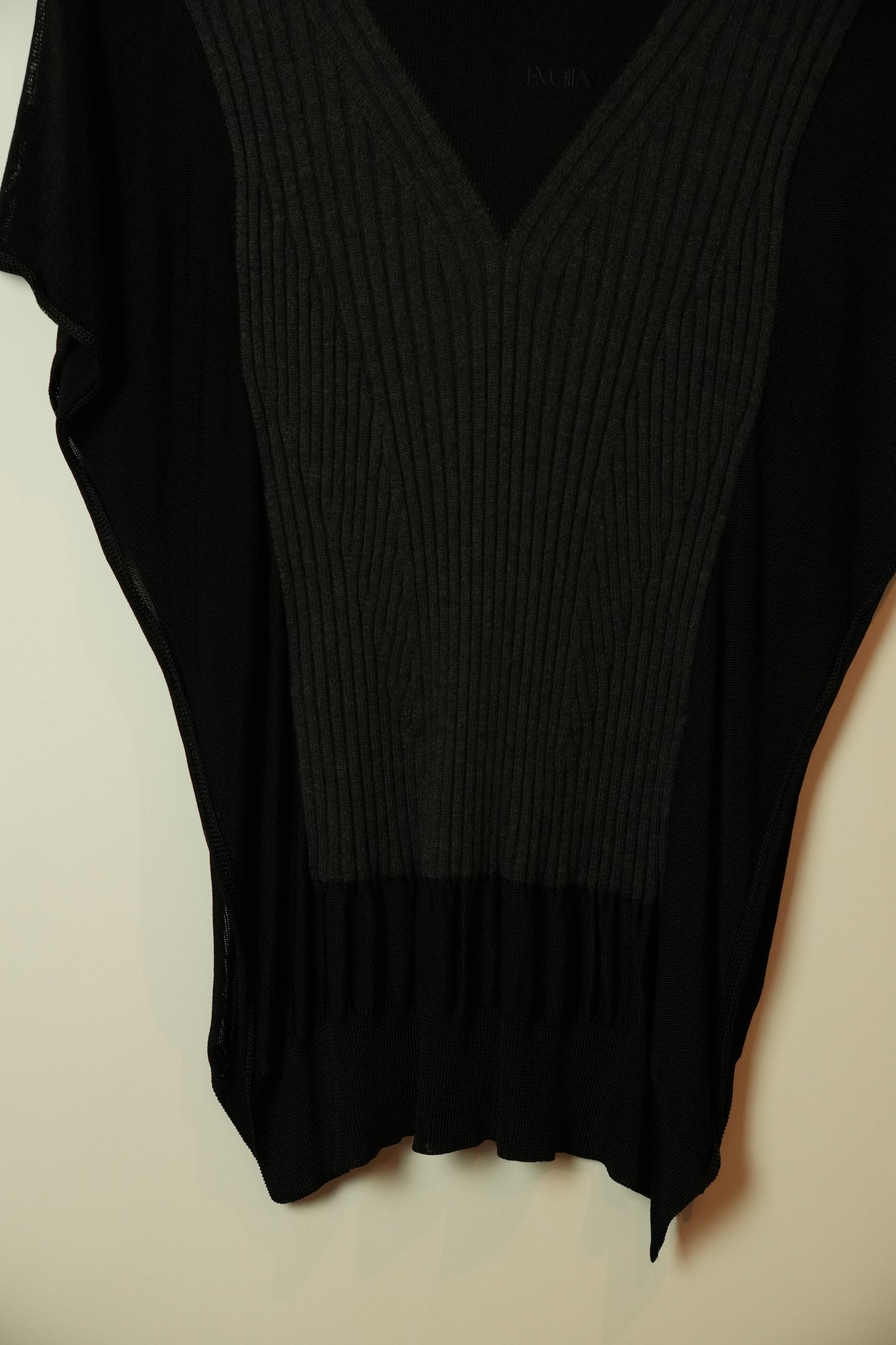 Maison Martin Margiela Black SS Top w Grey V Neck Knit