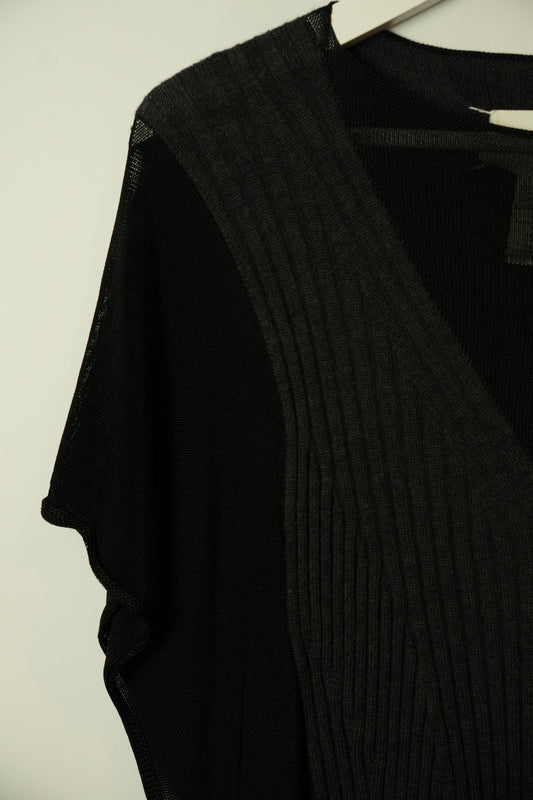 Maison Martin Margiela Black SS Top w Grey V Neck Knit