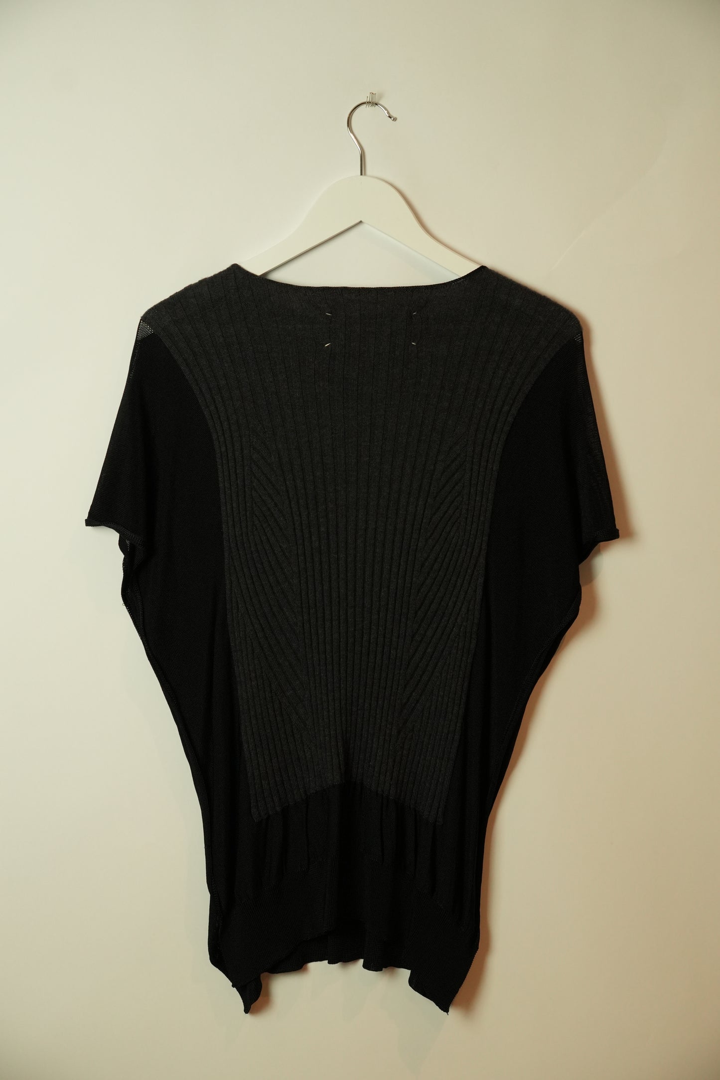 Maison Martin Margiela Black SS Top w Grey V Neck Knit