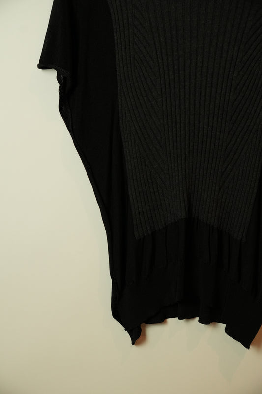 Maison Martin Margiela Black SS Top w Grey V Neck Knit