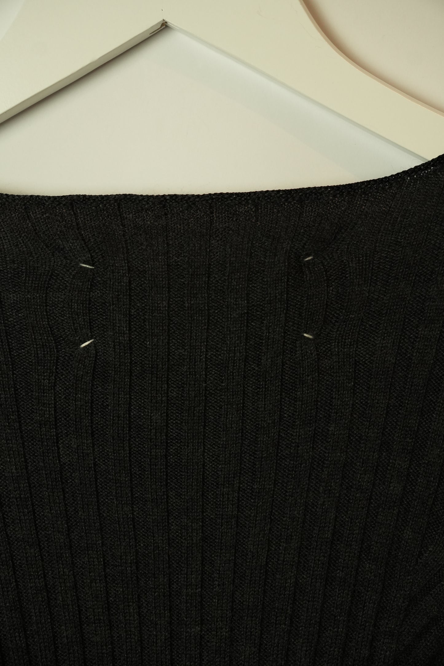 Maison Martin Margiela Black SS Top w Grey V Neck Knit